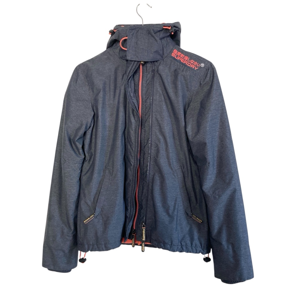 Superdry Original Windcheater Jacket Women’s Medium Navy Triple Zip Hooded